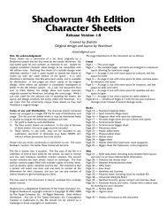 Shadowrun 4th Edition Character Sheets