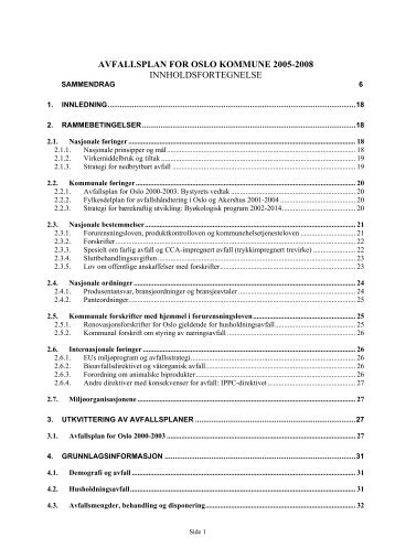 Avfallsplan for Oslo kommune 2006-2009 - Renovasjonsetaten