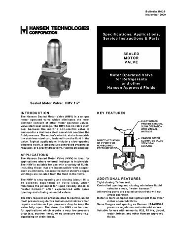 (R629) Sealed Motor Valve - Hansen Technologies