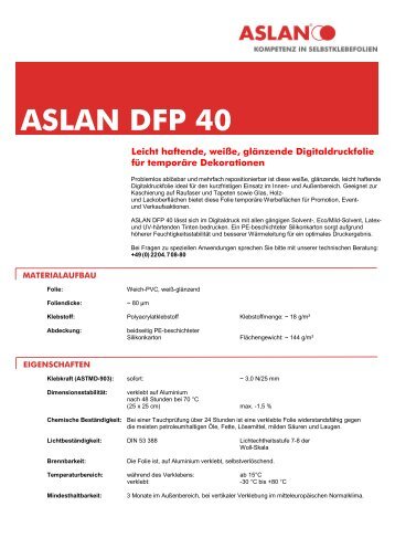 Datenblatt ASLAN DFP 40 - Walter Schulze GmbH