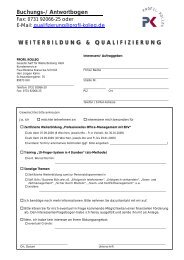 Buchungs-/ Antwortbogen ... - FETSCHER & STAHL Gmbh