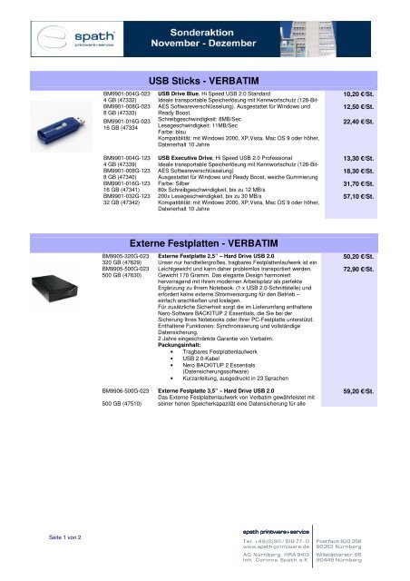 USB Sticks - VERBATIM Externe Festplatten - VERBATIM - Spath ...