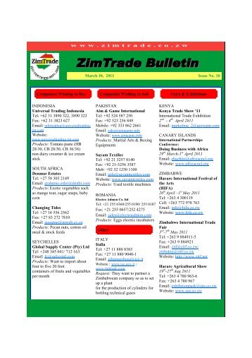 ZimTrade Bulletin 10 March 2011