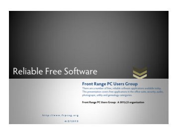 Reliable Free Software - Frpcug.org