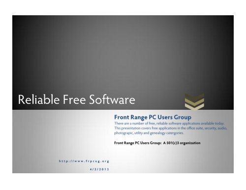 Reliable Free Software - Frpcug.org