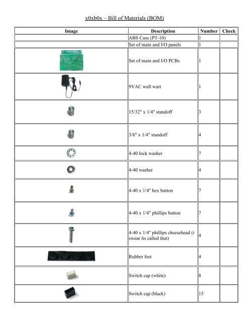 X0xb0x A A A Bill Of Materials Bom Ladyada Net