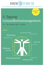 2. Tagung Gesundheitsmanagement - HRM-Forum