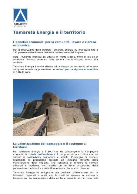 La centrale di Tamarete Energia - Il Gruppo Hera