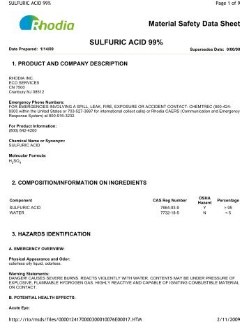 Sulfuric Acid 99 - Rhodia