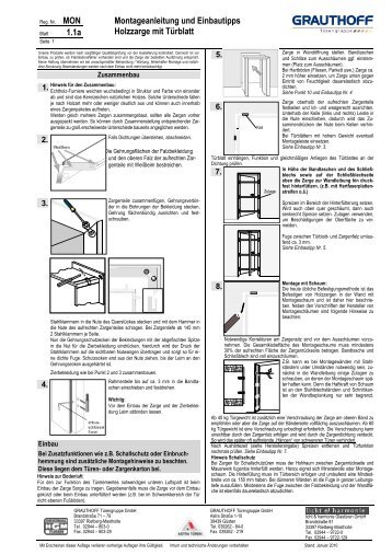 1.1a Montageanleitung und Einbautipps Holzzarge mit ... - Grauthoff