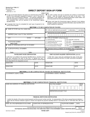 Standard Form 1199A, Direct Deposit Sign-up Form ... - Social Security