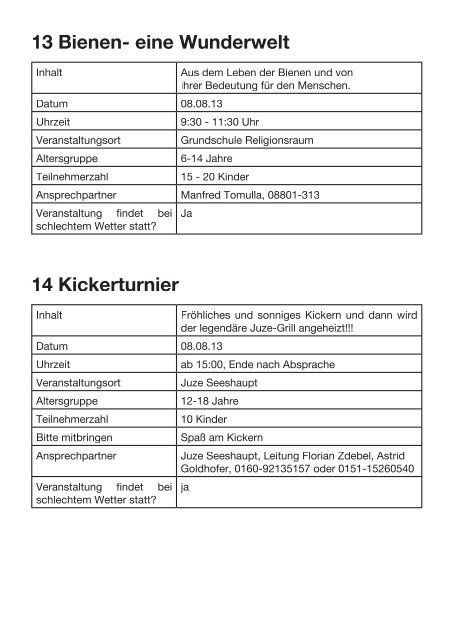 Programmheft - Seeshaupt.