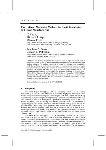 Conventional Machining Methods for Rapid Prototyping