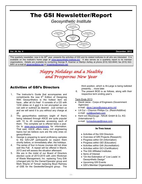 December, 2012 - The Geosynthetic Institute