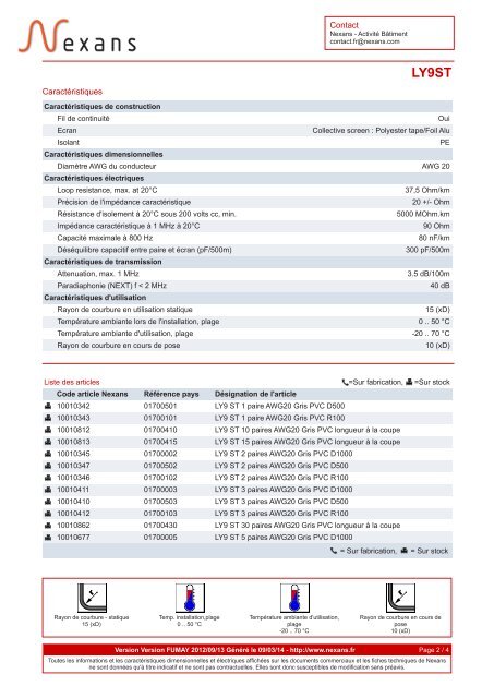 Imprimer la fiche produit/ CrÃ©er un fichier PDF - Nexans