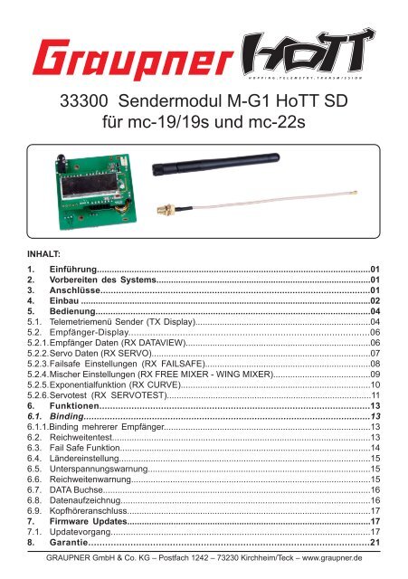 33300 Sendermodul M-G1 HoTT SD für mc-19/19s und ... - Graupner