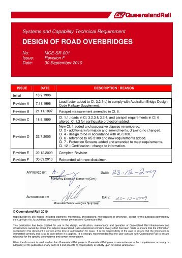 DESIGN OF ROAD OVERBRIDGES - Queensland Rail