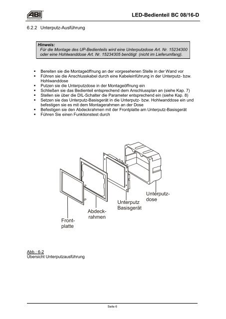 LED-Bedienteil BC 08/16-D 1 Allgemeines - ABI Sicherheitssysteme ...