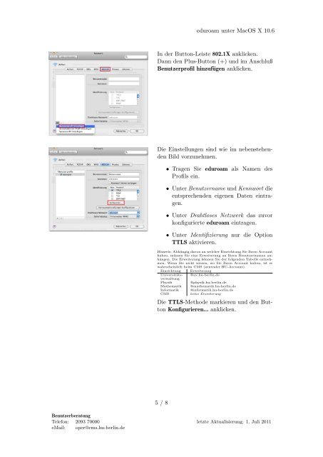 eduroam unter MacOS X 10.6