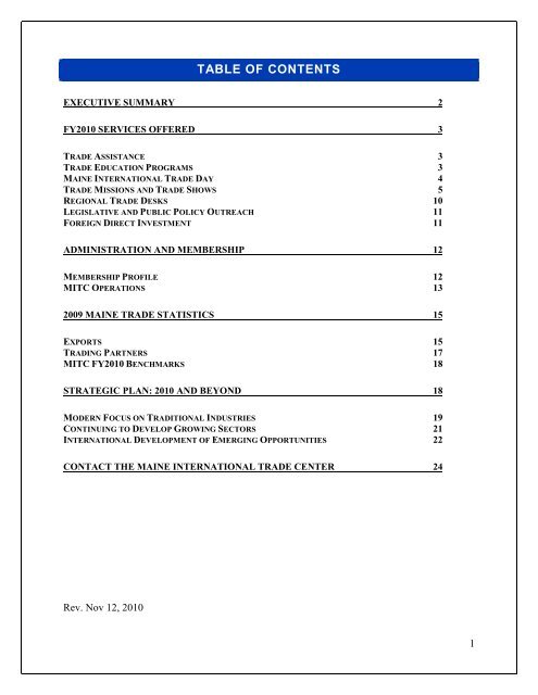 2010 Annual Report - Maine International Trade Center