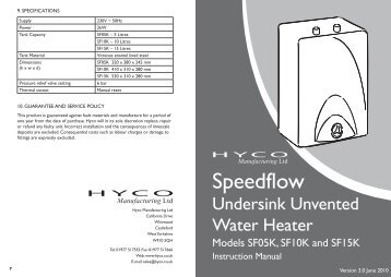 Speedflow SF05K, SF10K and SF15K Instruction Manual