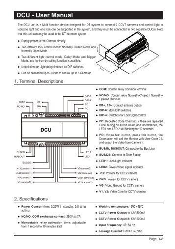 DT-DCU Apartment User Manual