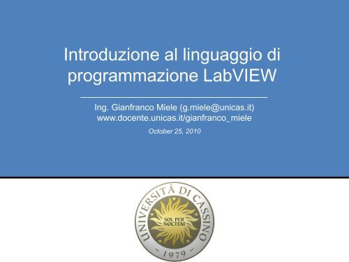 Introduzione al linguaggio di programmazione LabVIEW