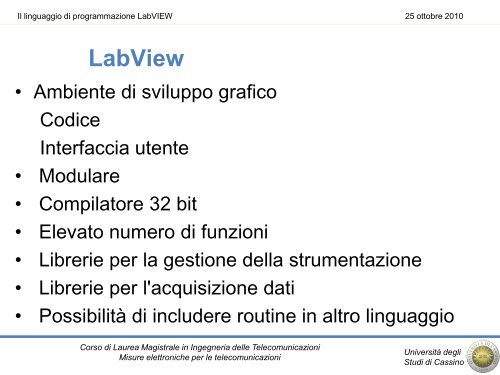 Introduzione al linguaggio di programmazione LabVIEW