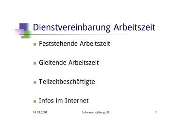 Dienstvereinbarung Arbeitszeit - Der Personalrat