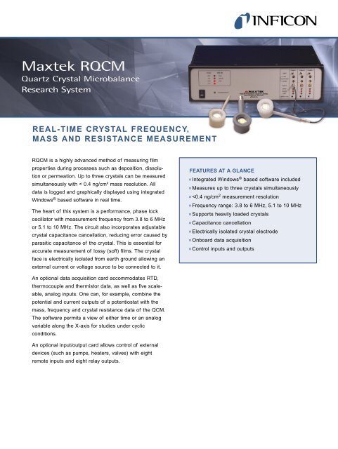 Maxtek RQCM Quartz Crystal Microbalance Research System
