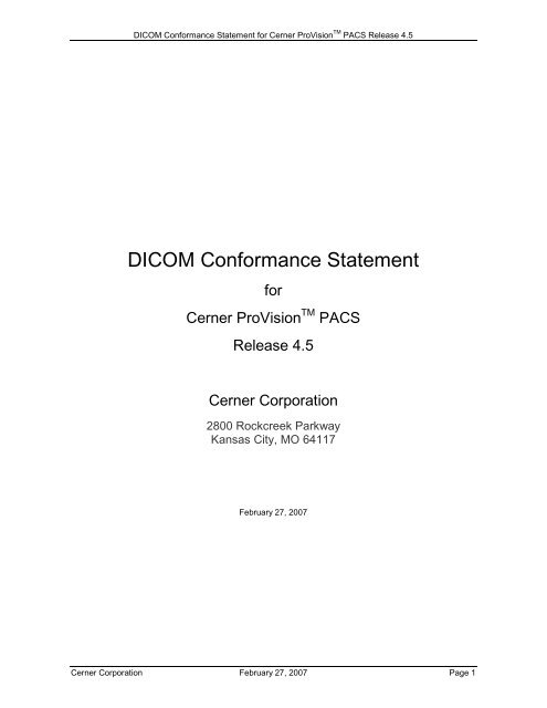 DICOM Conformance Statement