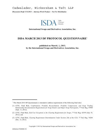 ISDA March 2013 DF Protocol Questionnaire