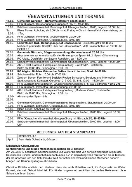 1. Rückblick auf das Jahr  2011 2. Haushalt 2012 3 ... - Günzach