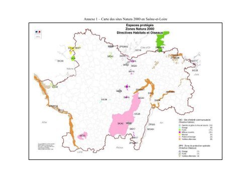 Annexe 1 â Carte des sites Natura 2000 en SaÃ´ne-et-Loire