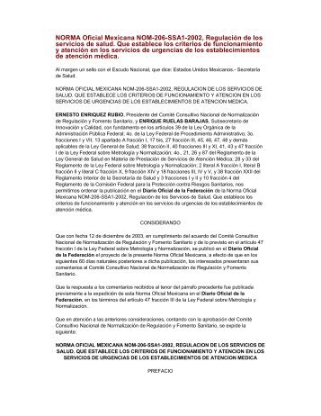 NORMA Oficial Mexicana NOM-206-SSA1-2002, RegulaciÃ³n de los ...