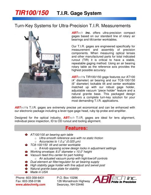 TIR100/150 TIR Gage System - Photonic Sourcing