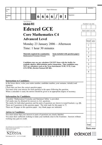 January 2006 Markscheme