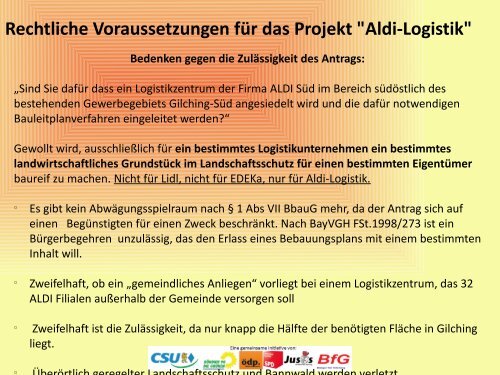 Aldi-Logistik MONOPOLY in Gilching - Gilching bleibt fair