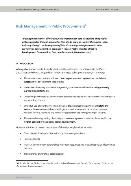 Risk Management in Public Procurement - unpcdc