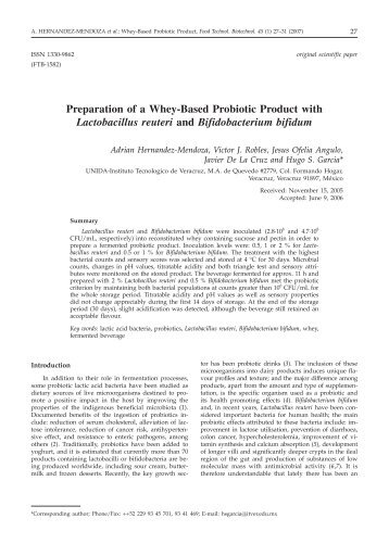 Preparation of a Whey-Based Probiotic Product with Lactobacillus ...