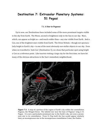 Destination 7: Extrasolar Planetary Systems: 51 Pegasi