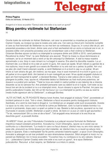 Blog pentru victimele lui Stefanian - Telegraf