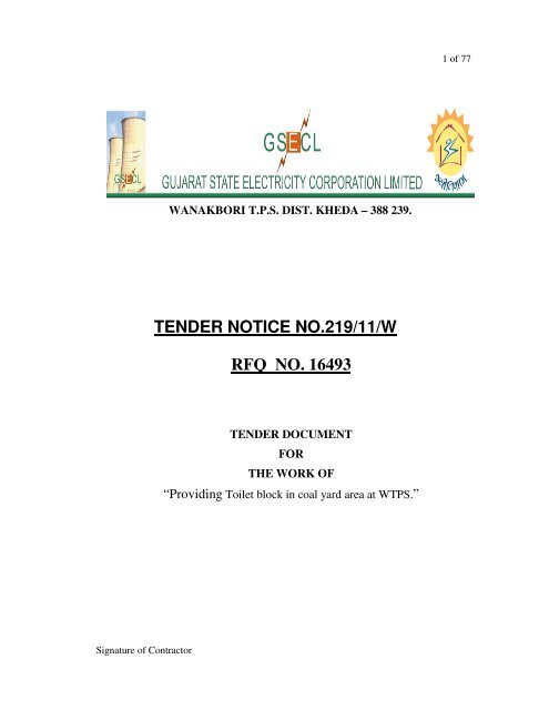 SECTION-E: TENDER AND CONTRACT FOR WORKS