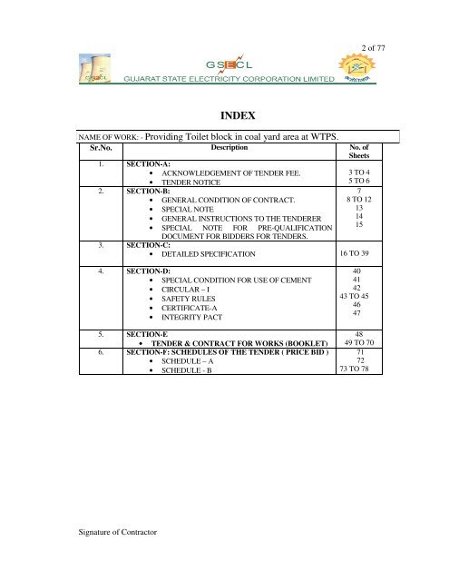 SECTION-E: TENDER AND CONTRACT FOR WORKS