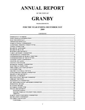 ANNUAL REPORT - Granby, MA