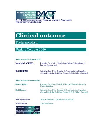 Clinical outcome - PACT - ESICM