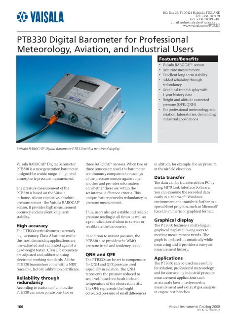 Traceable Calibrated Digital Barometer