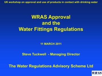 WRAS Approval and Water Fittings Regulations - Drinking Water ...