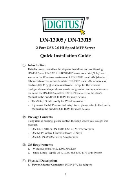 DN-13005 / DN-13015 - Digitus