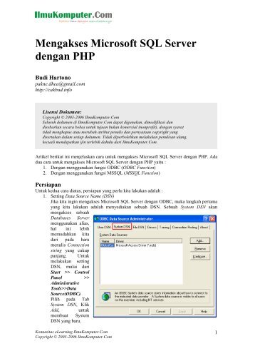 Mengakses Microsoft SQL Server dengan PHP